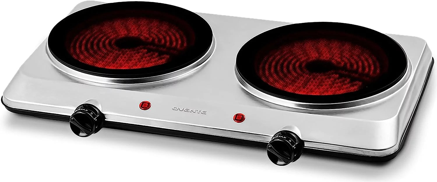 Silver Countertop Infrared Double Burner Electric Hot Plate G551027