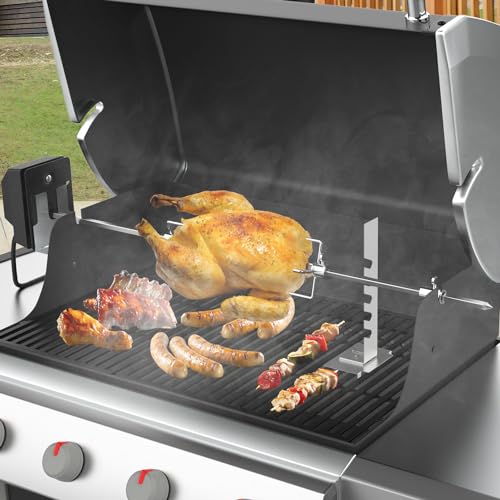 BBQ Rotisserie Grill Kit with 120V 4W Motor, 28" Spit Rod, 2 x 4 Forks Z806355