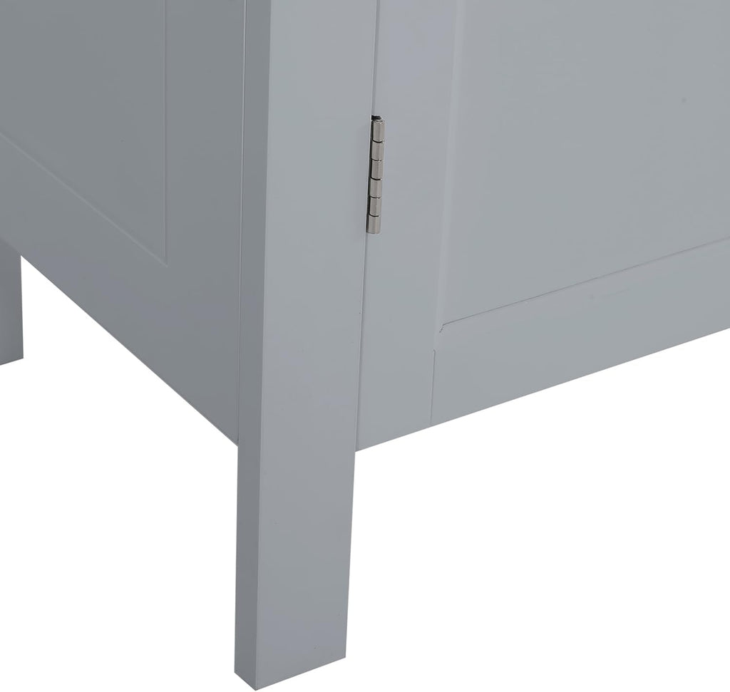 Wooden Bathroom Floor Cabinet with Drawer, Adjustable Shelf, 2-Door Cupboard L43858