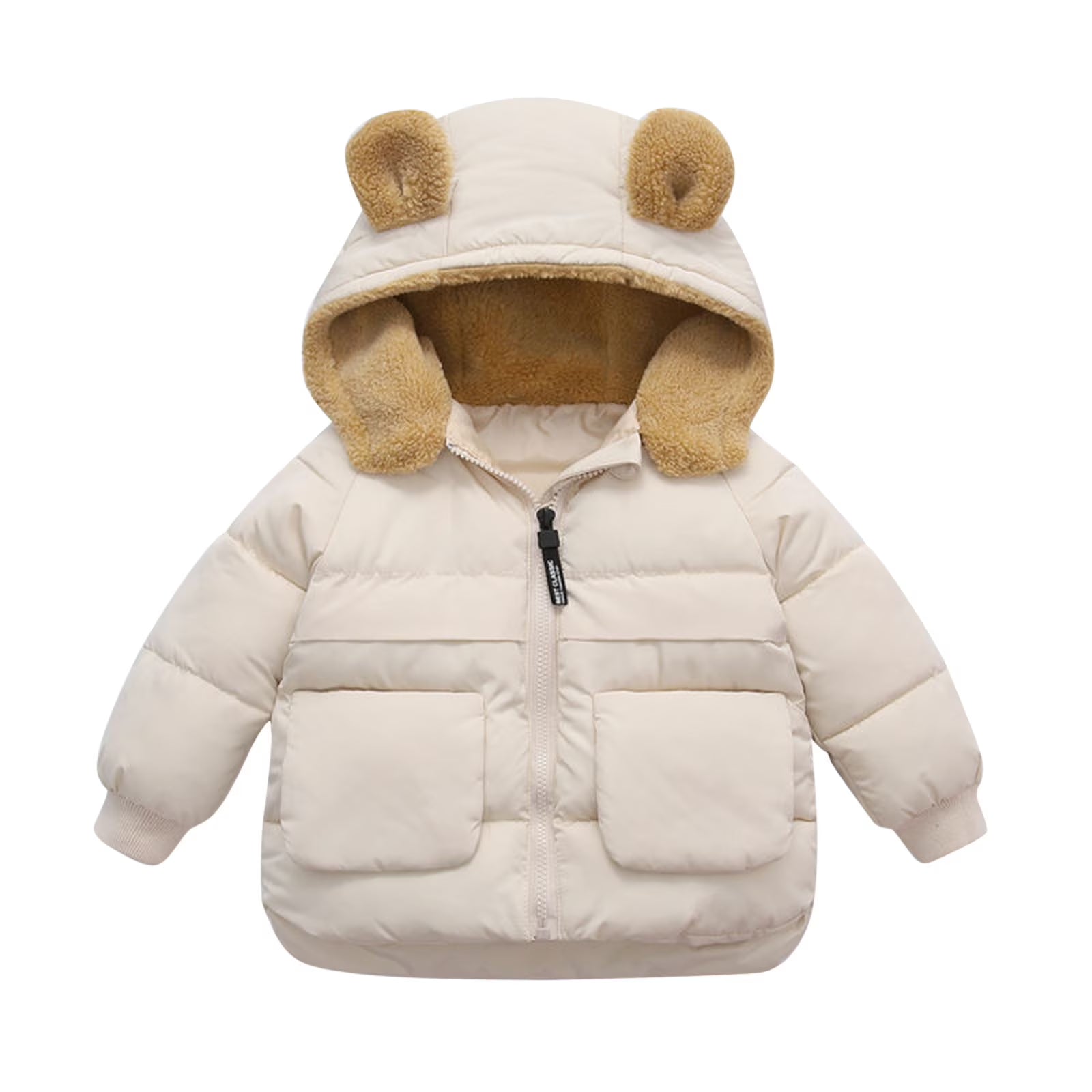 Beige Bear Ears Hooded Padded Jacket Z6842