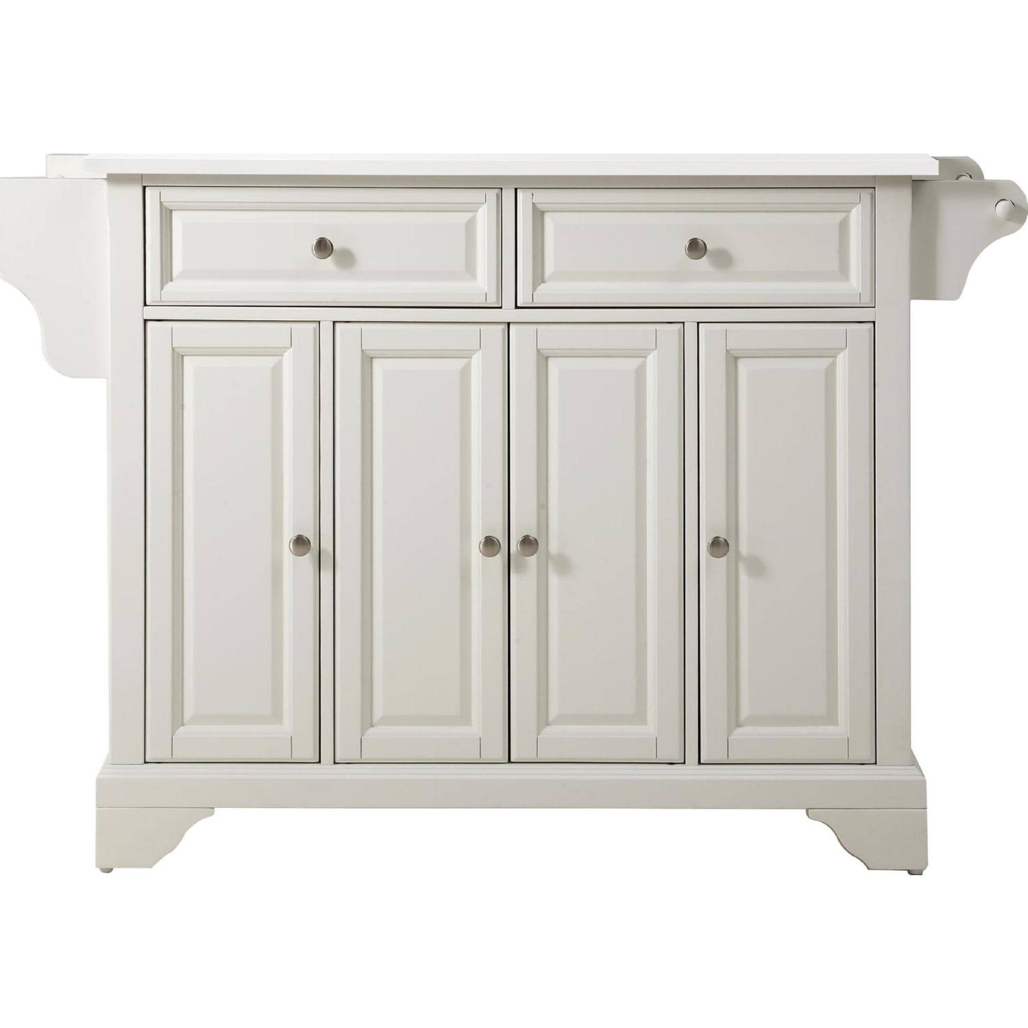 White Granite Top Full Size Kitchen Island Cart J3191
