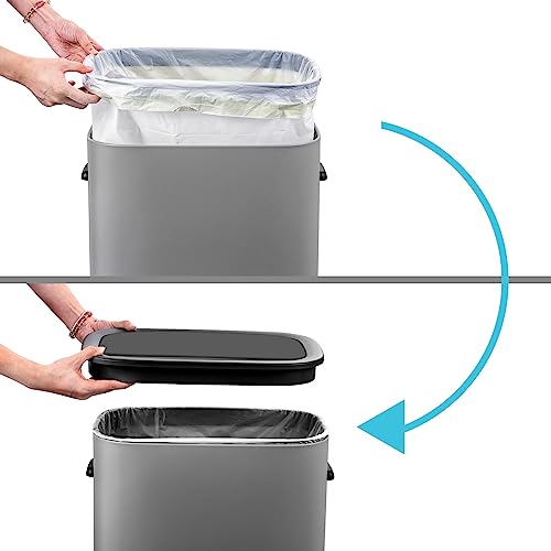 60L Stainless Steel Dual Trash Can and Recycling Bin Y24065