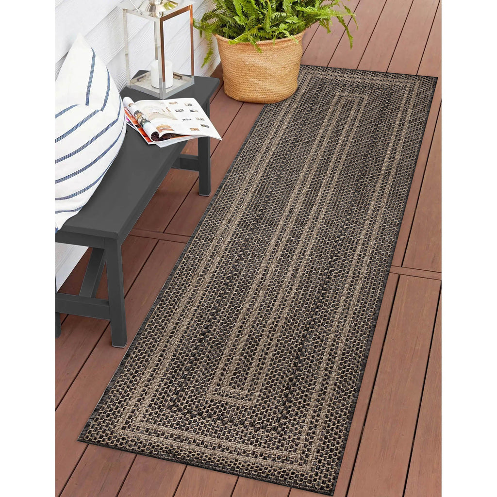 Monaco Multi Border Indoor Outdoor Area Rug