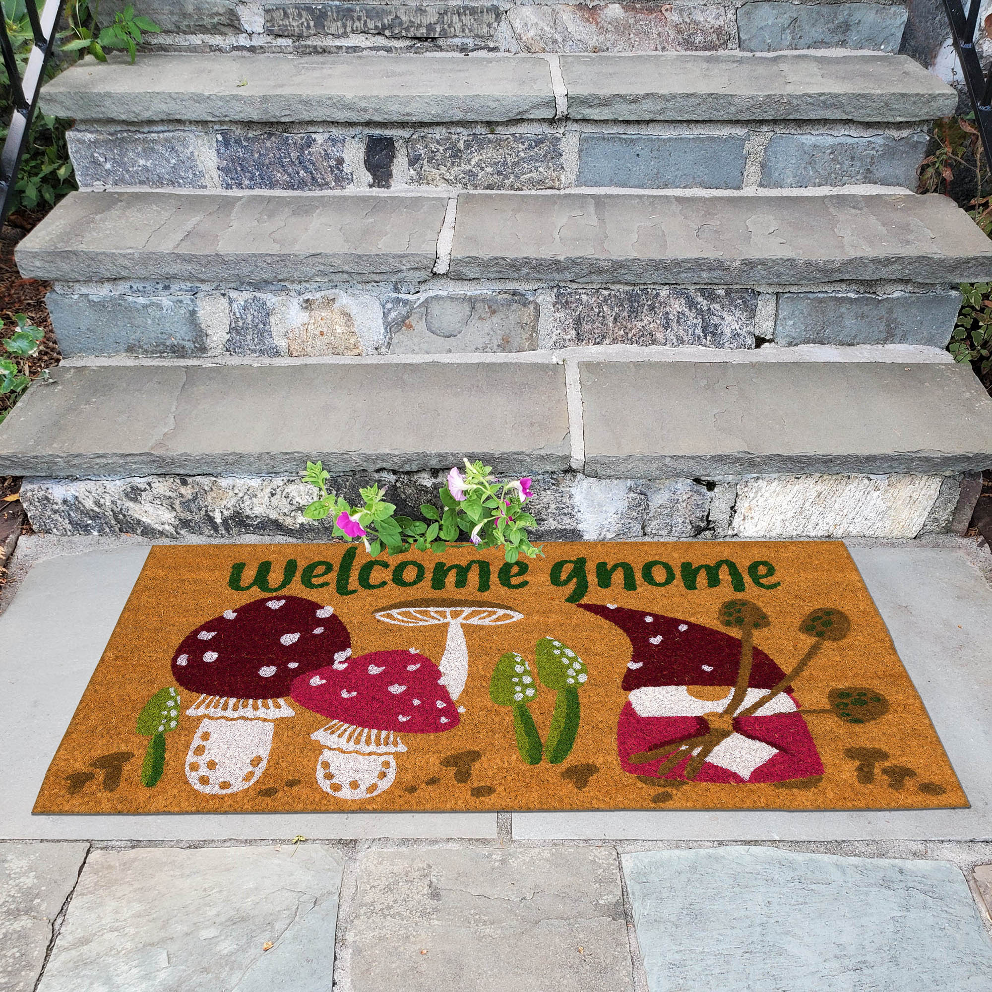 Natura Welcome Gnome Coir Doormat with Non-Slip Backing