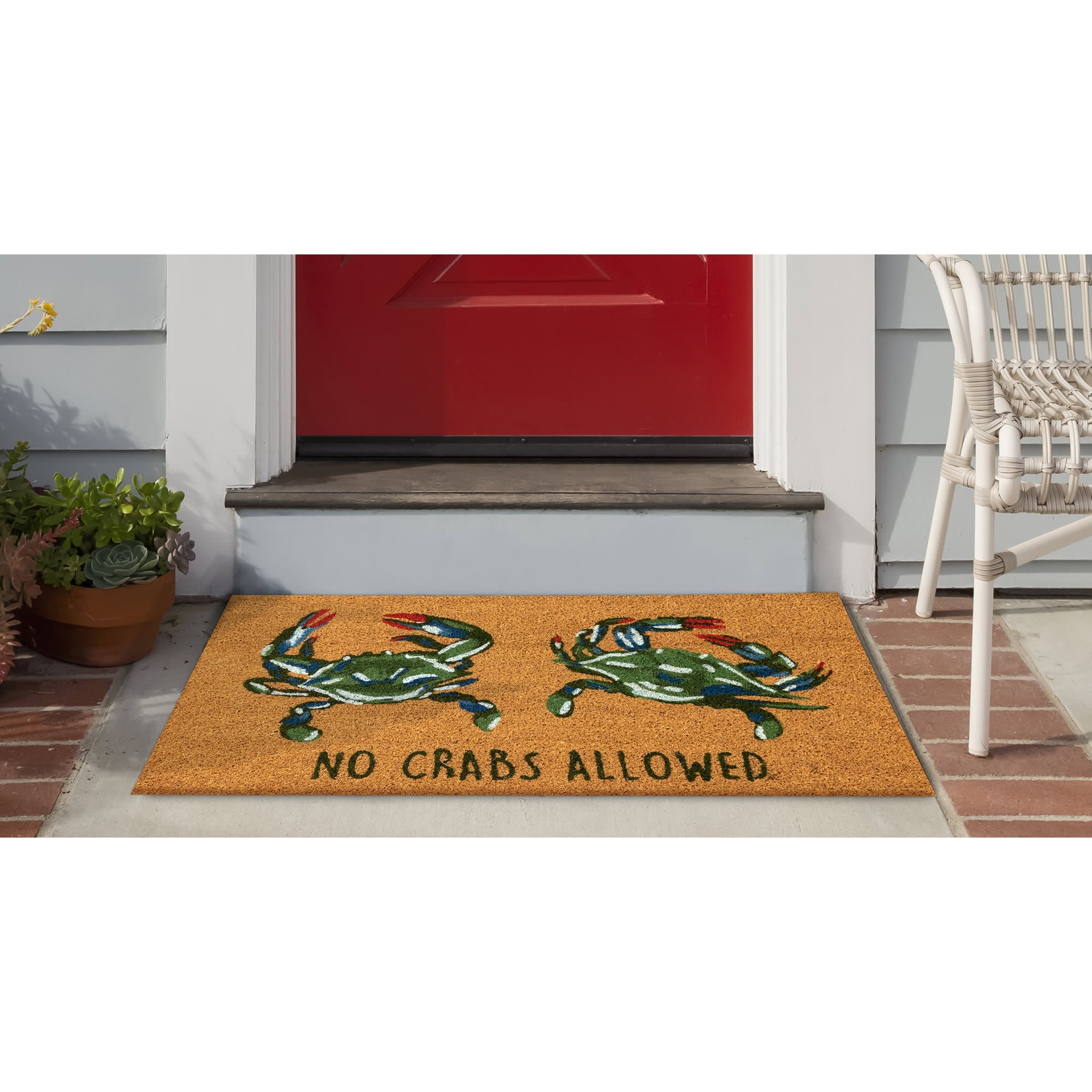 Natura No Crabs Allowed Coir Doormat with Non-Skid Backing