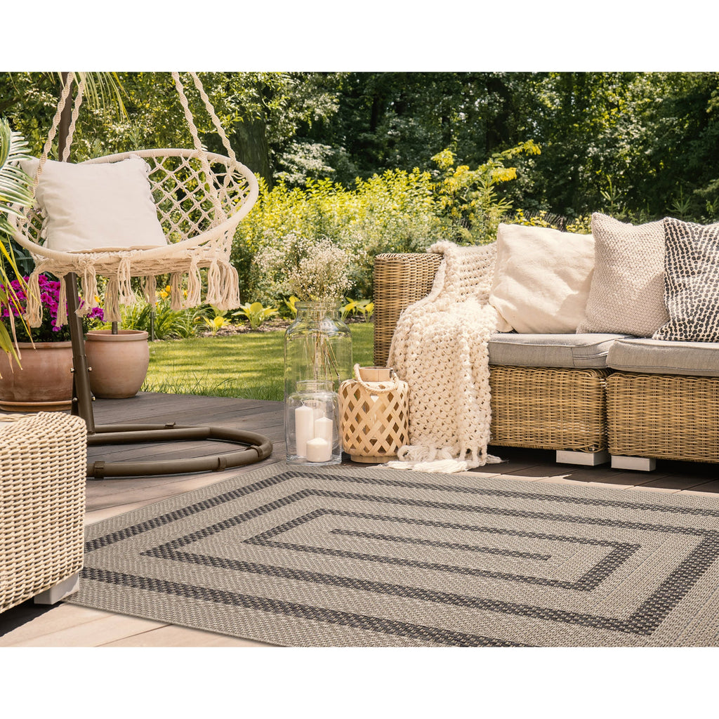 Monaco Multi Border Indoor Outdoor Area Rug