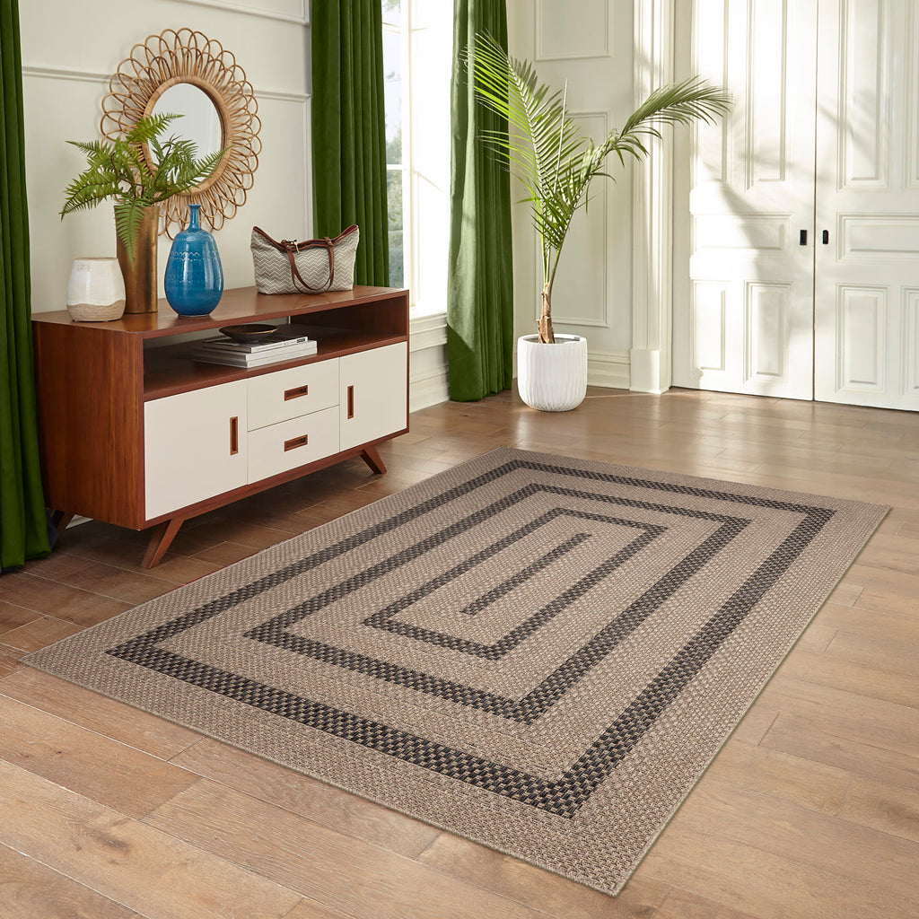 Monaco Multi Border Indoor Outdoor Area Rug
