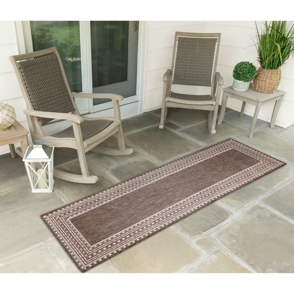 Malibu Etched Border Indoor Outdoor Area Rug