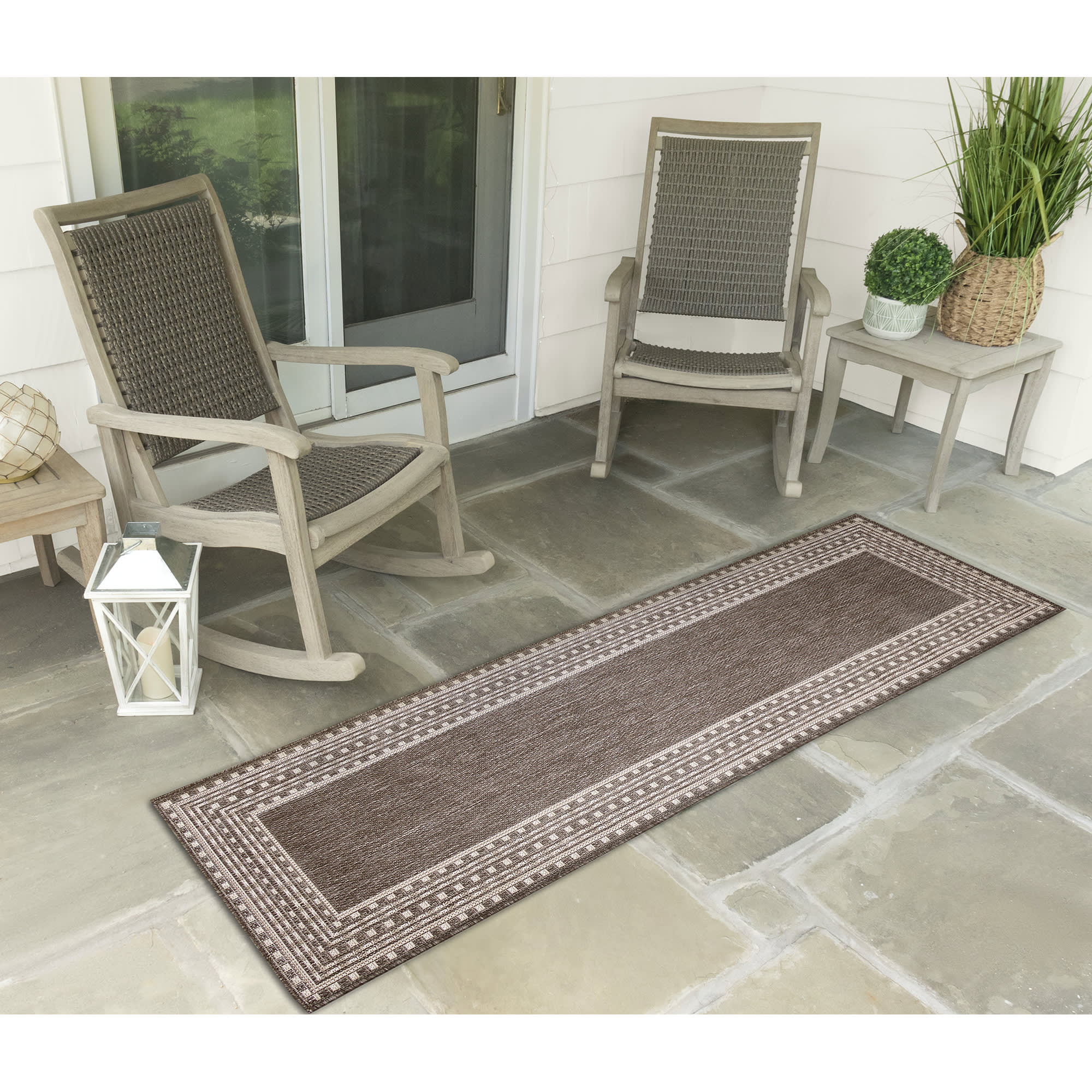 Malibu Etched Border Indoor Outdoor Area Rug