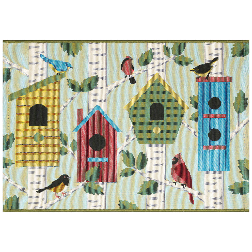Esencia Bird Condos Indoor Outdoor Mat with Non-Skid Backing