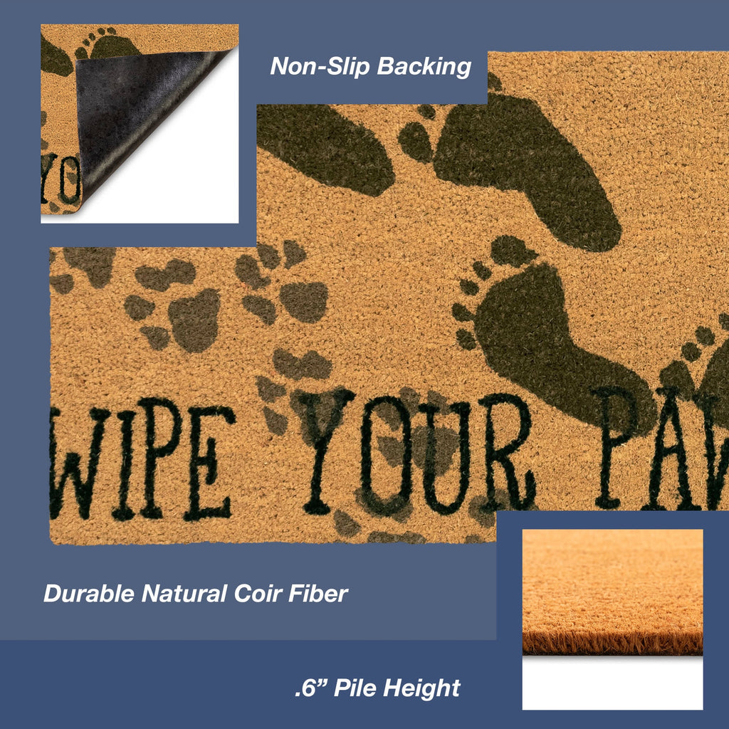 Natura Wipe Your Paws Coir Doormat with Non-Skid Backing