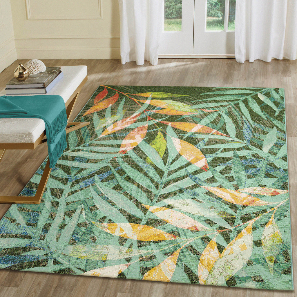 Marina Leaves Indoor Outdoor Area Rug