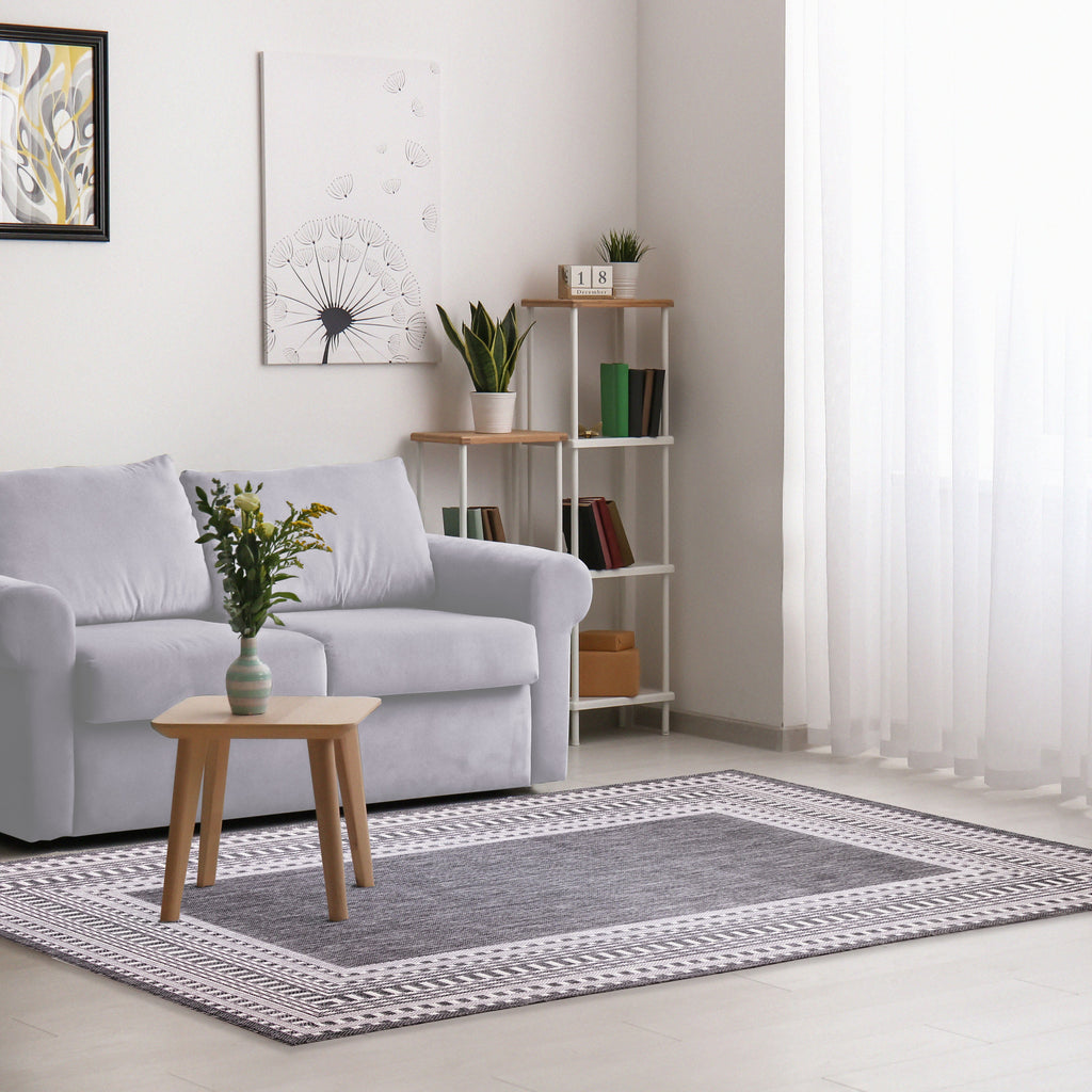 Malibu Etched Border Indoor Outdoor Area Rug