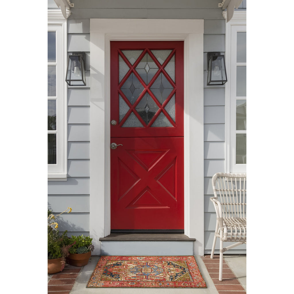 Esencia Heriz Indoor Outdoor Mat with Non-Skid Backing