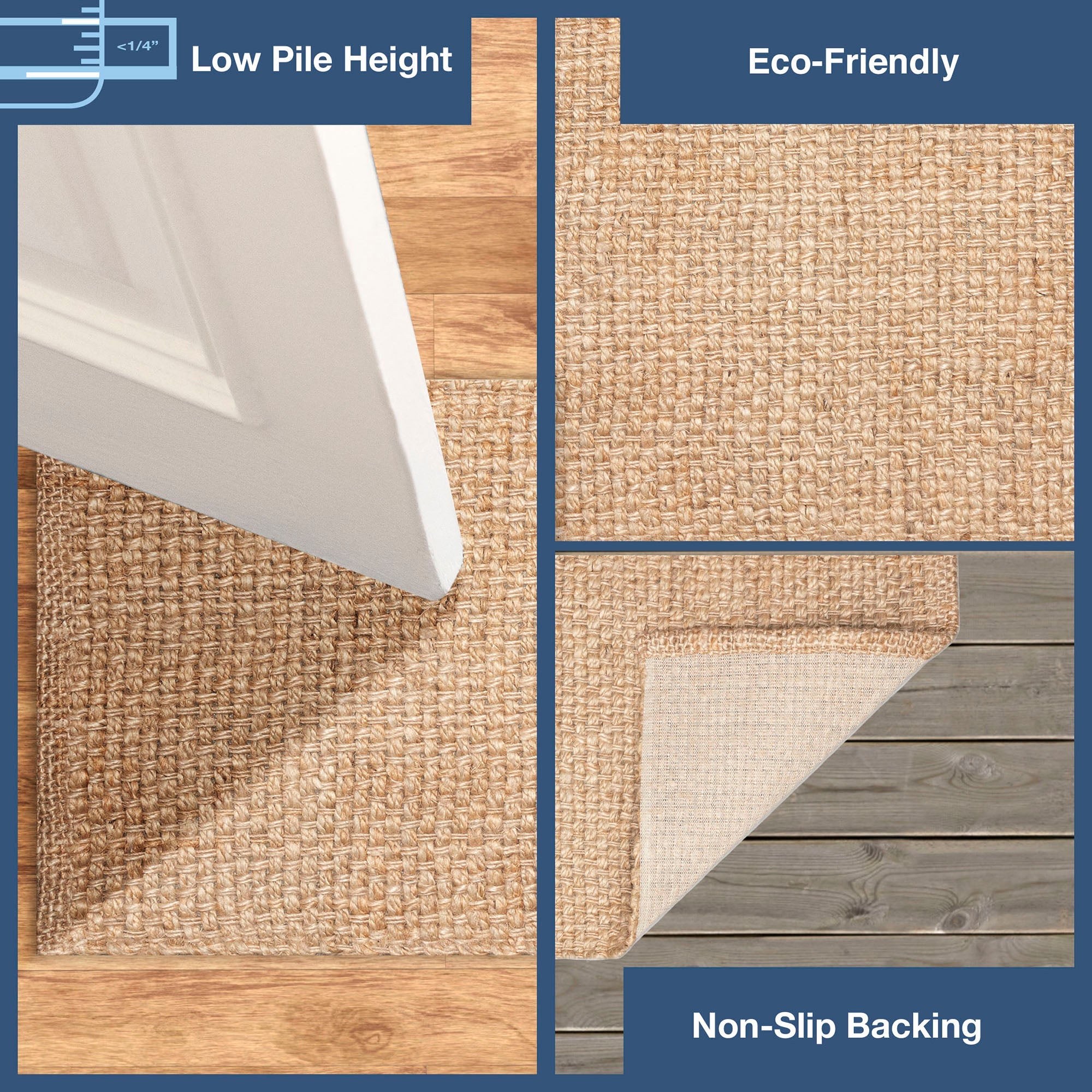 Playa Plain Jute Indoor Non-Skid Kitchen Mat