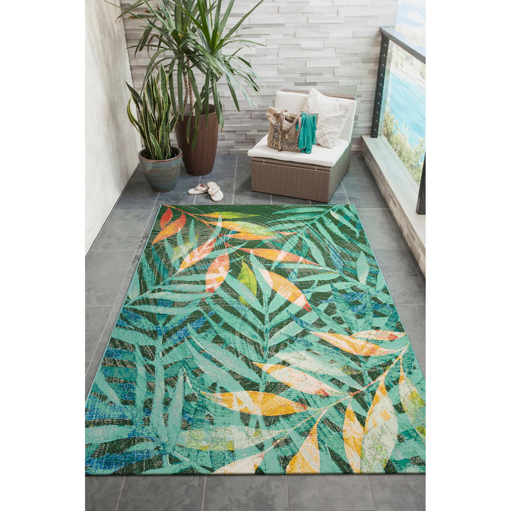 Marina Leaves Indoor Outdoor Area Rug