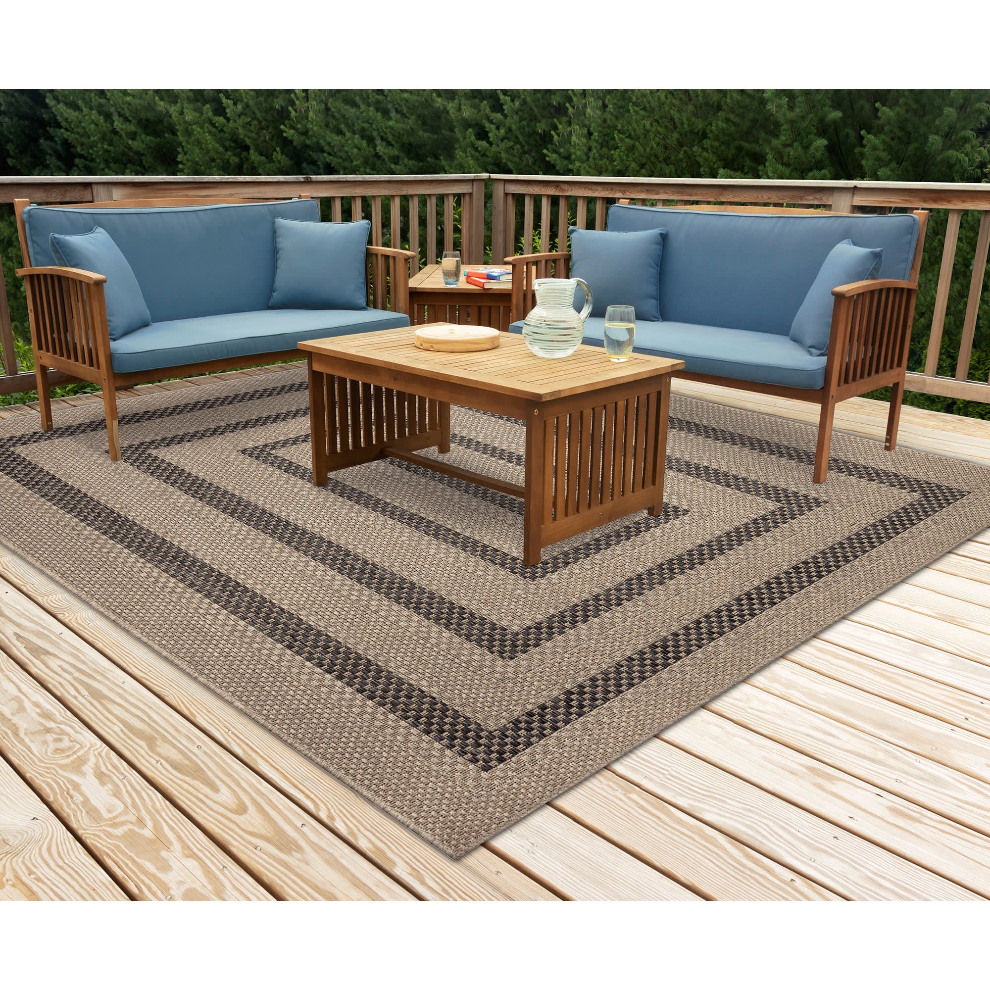 Monaco Multi Border Indoor Outdoor Area Rug