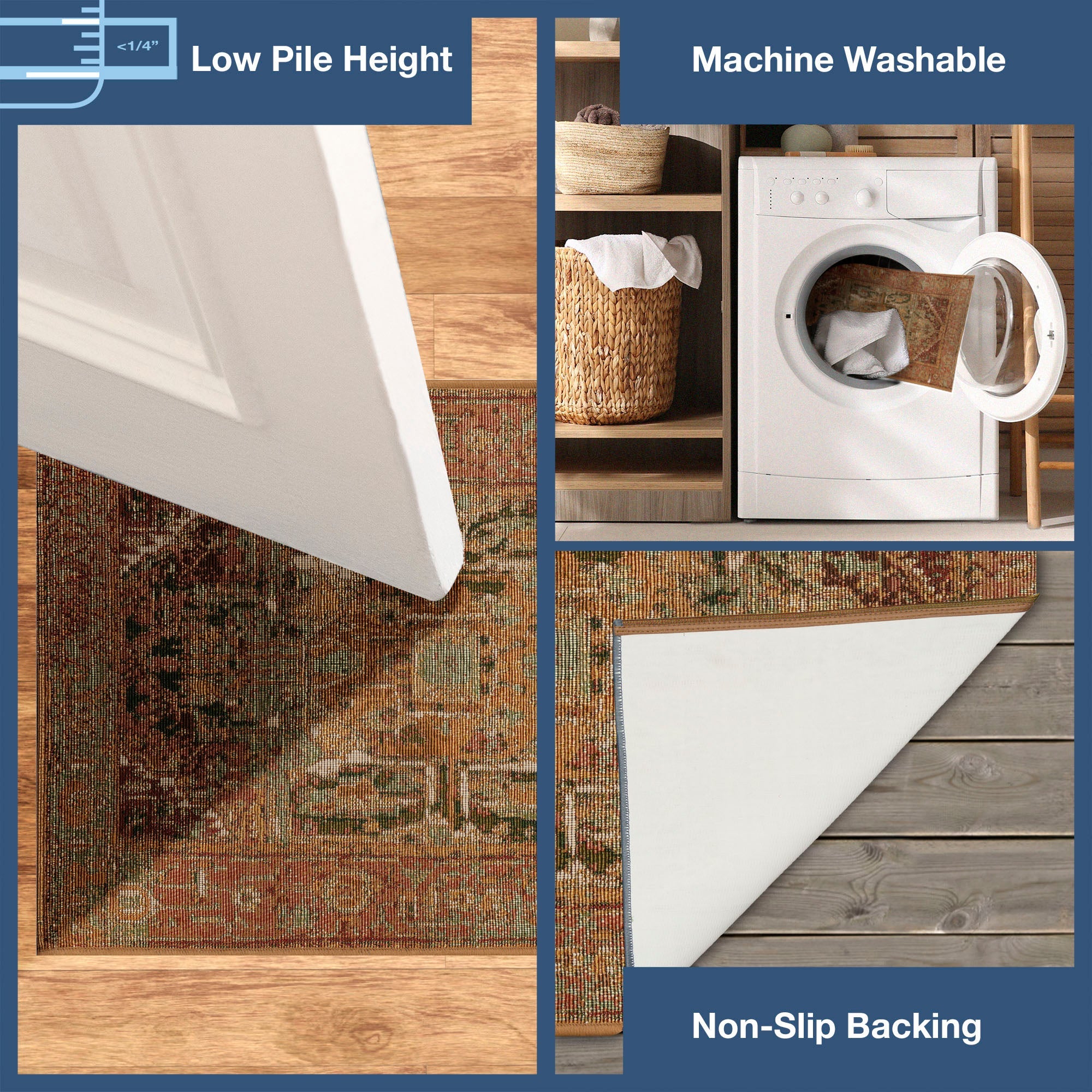 Esencia Heriz Indoor Outdoor Mat with Non-Skid Backing