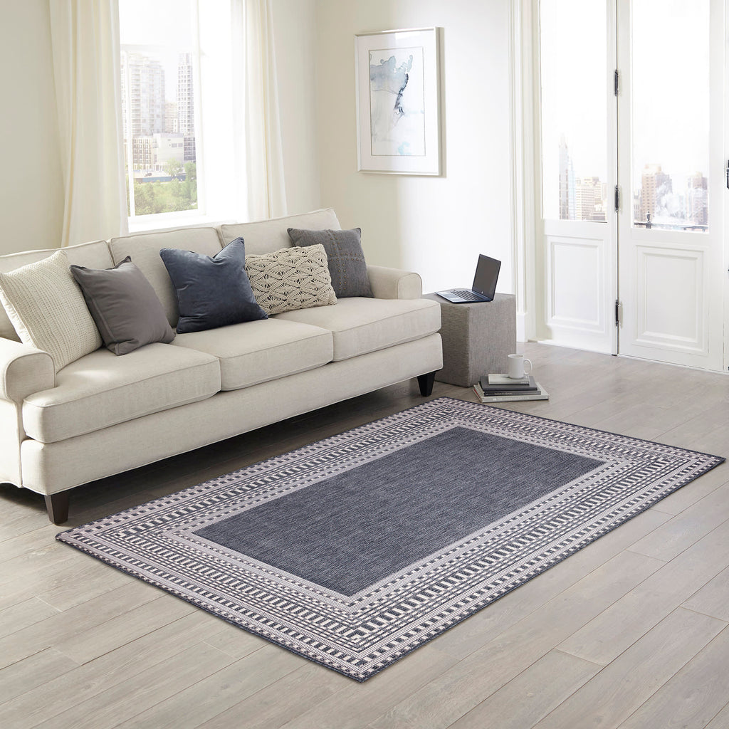 Malibu Etched Border Indoor Outdoor Area Rug