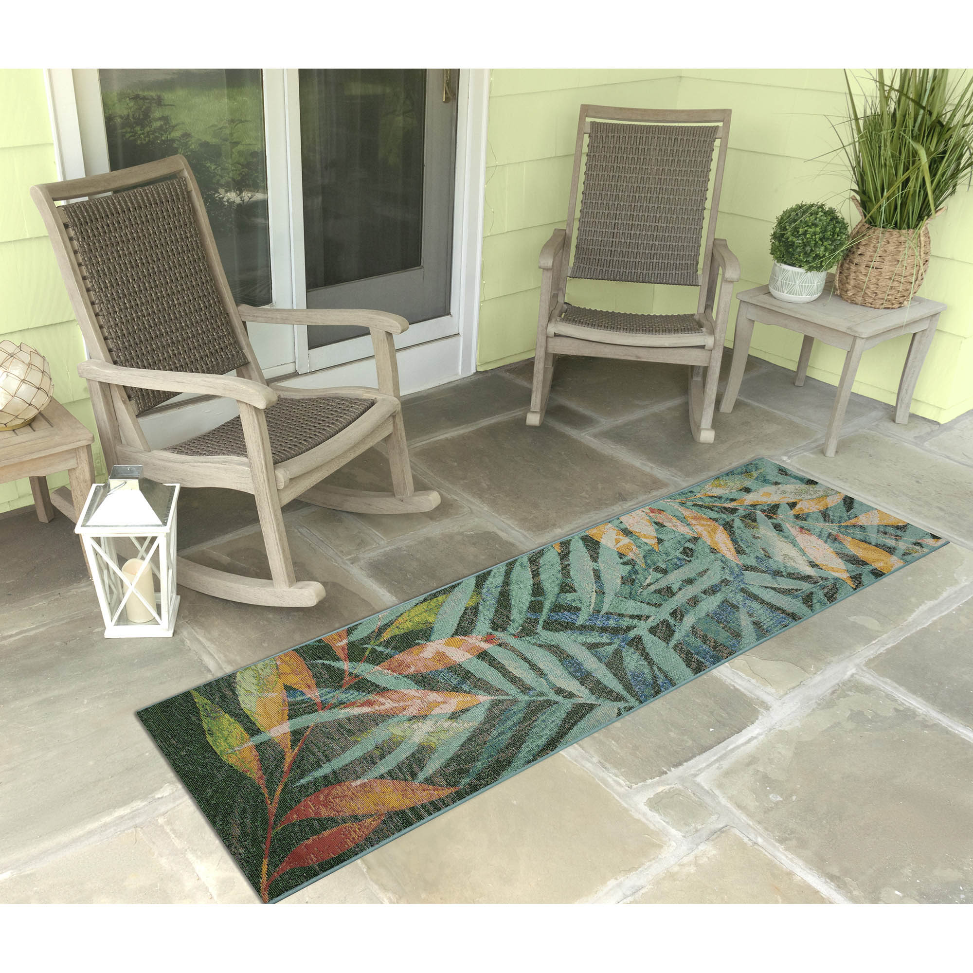 Marina Leaves Indoor Outdoor Area Rug