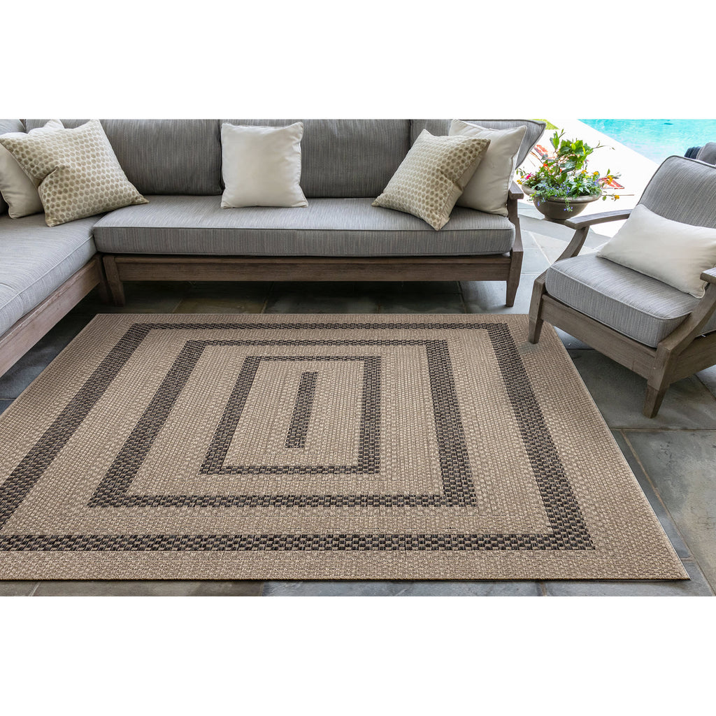 Monaco Multi Border Indoor Outdoor Area Rug
