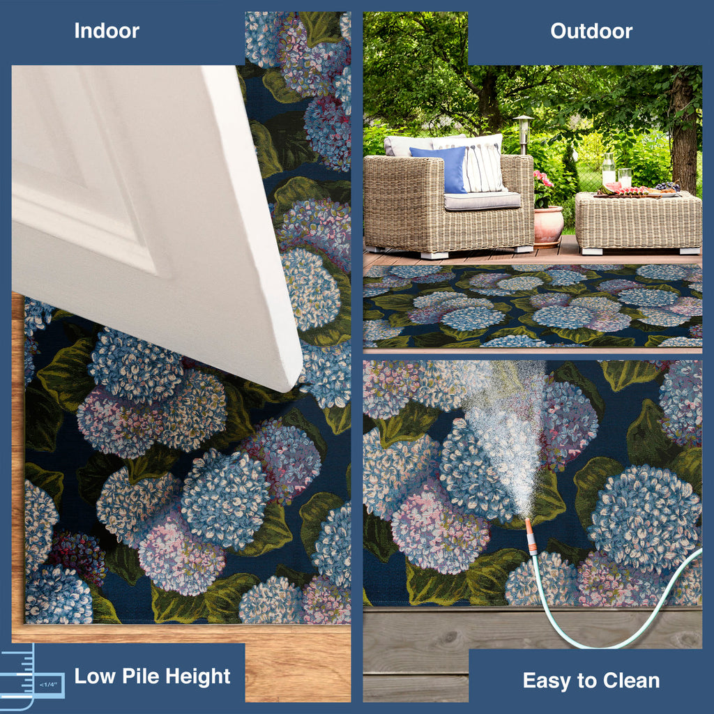 Marina Hydrangea Blooms Indoor Outdoor Area Rug