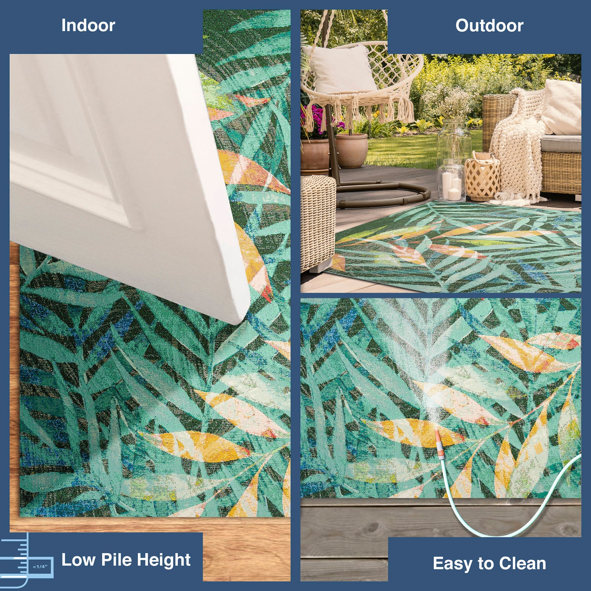 Marina Leaves Indoor Outdoor Area Rug