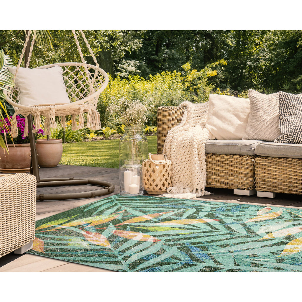 Marina Leaves Indoor Outdoor Area Rug