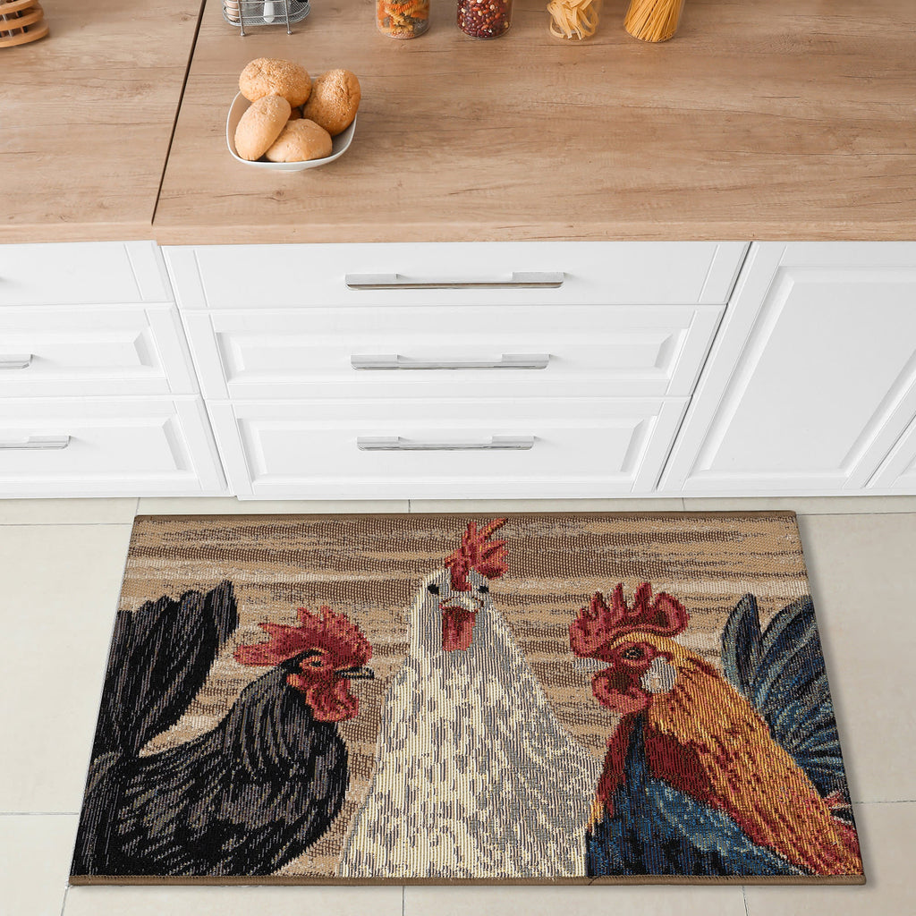 Esencia Three Roosters Indoor Outdoor Mat