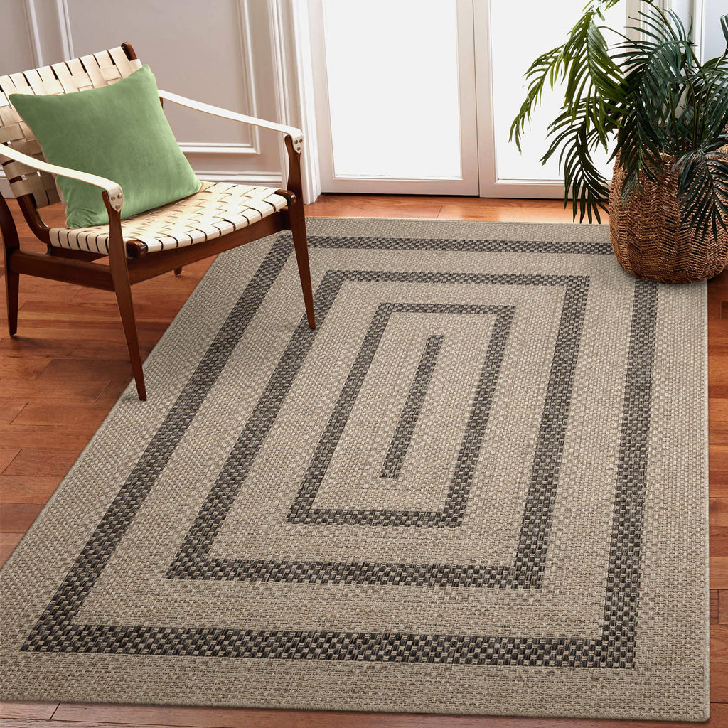 Monaco Multi Border Indoor Outdoor Area Rug
