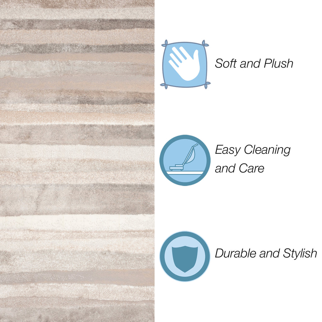 Fiord Stripe Indoor Area Rug with Non-Skid Backing