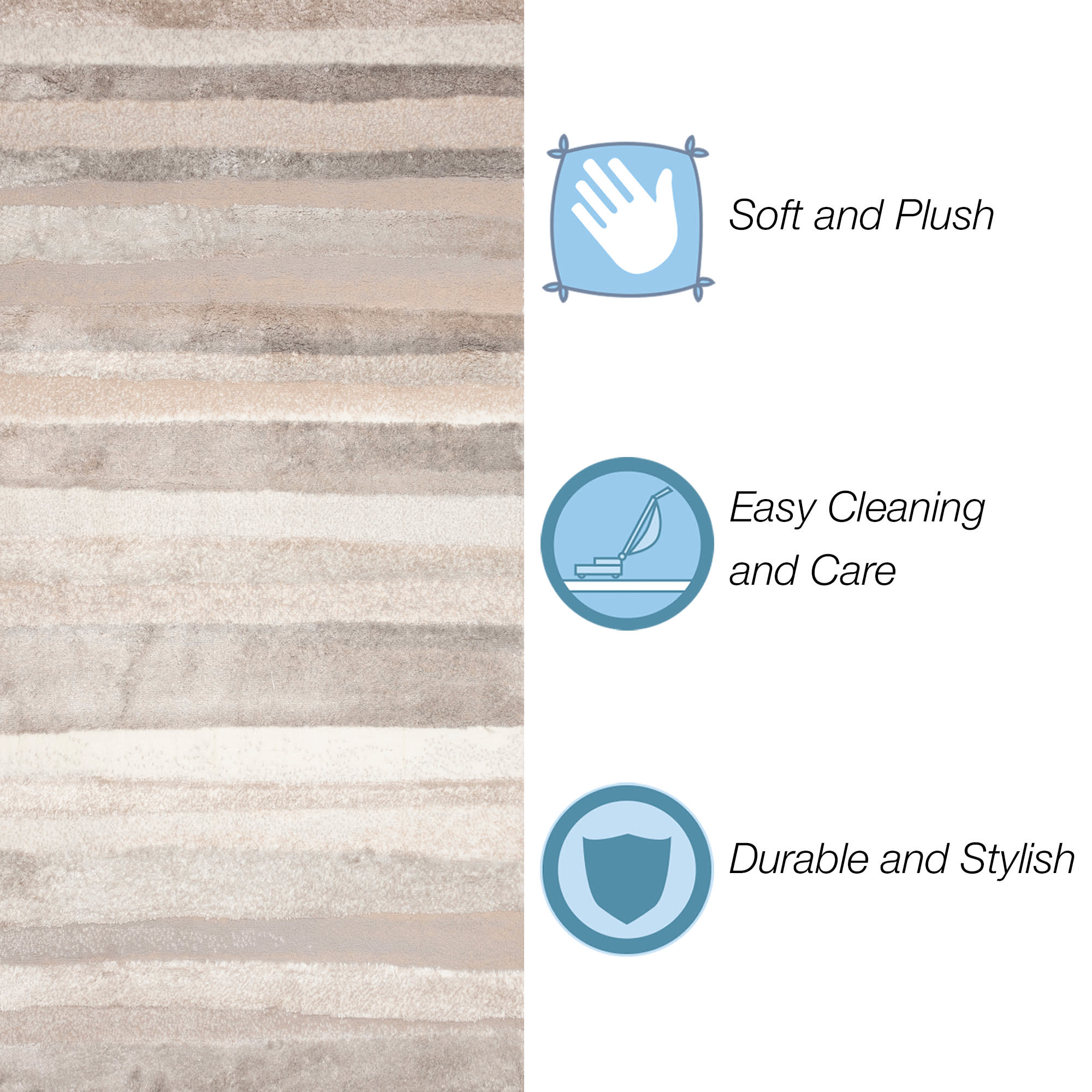 Fiord Stripe Indoor Area Rug with Non-Skid Backing