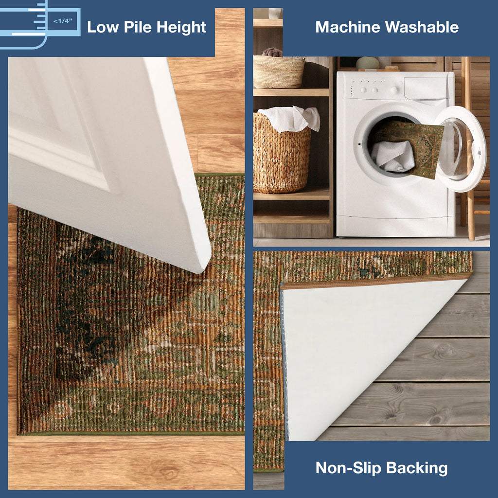 Esencia Heriz Indoor Outdoor Mat with Non-Skid Backing