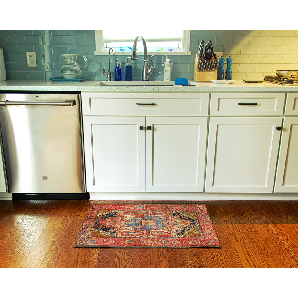 Esencia Heriz Indoor Outdoor Mat with Non-Skid Backing