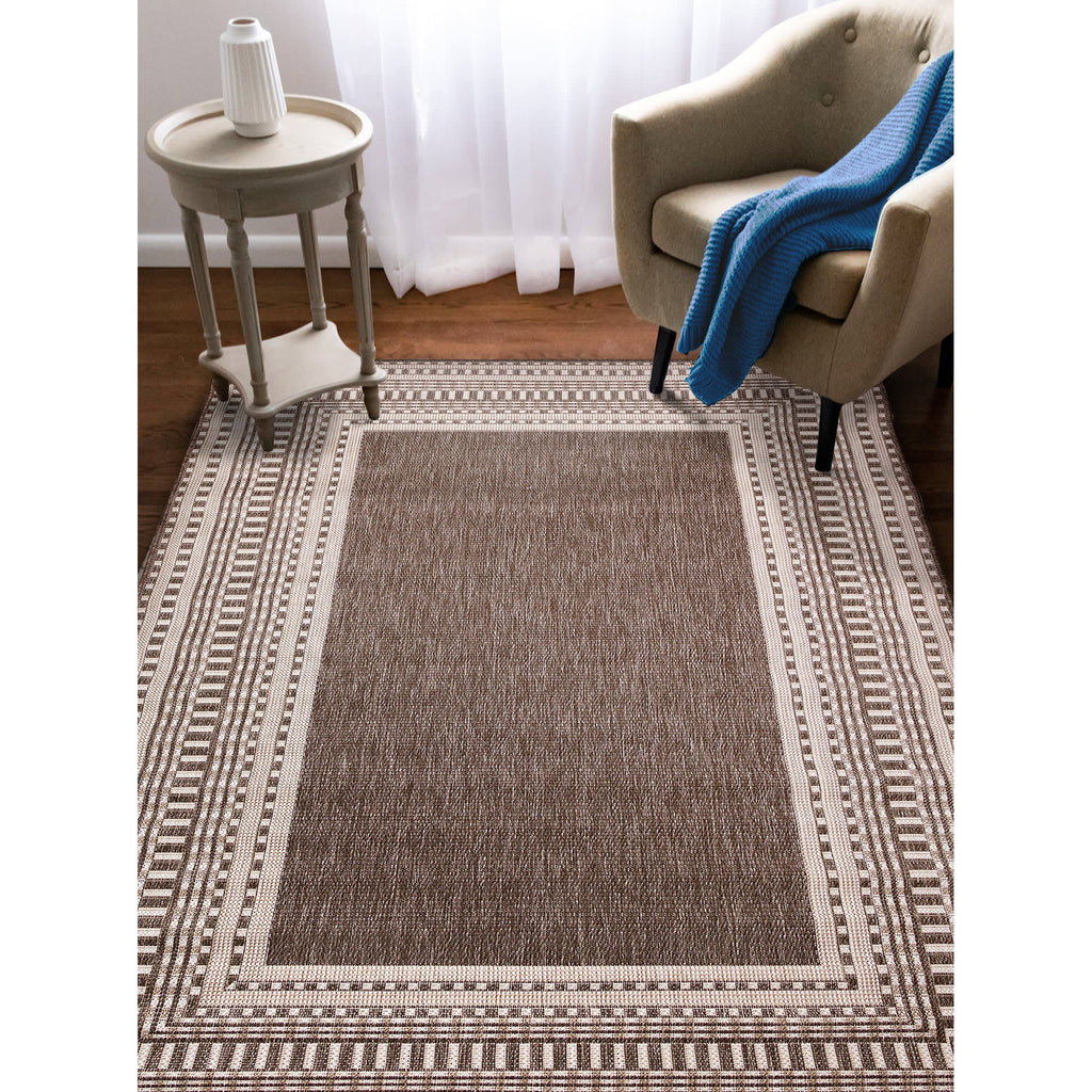 Malibu Etched Border Indoor Outdoor Area Rug