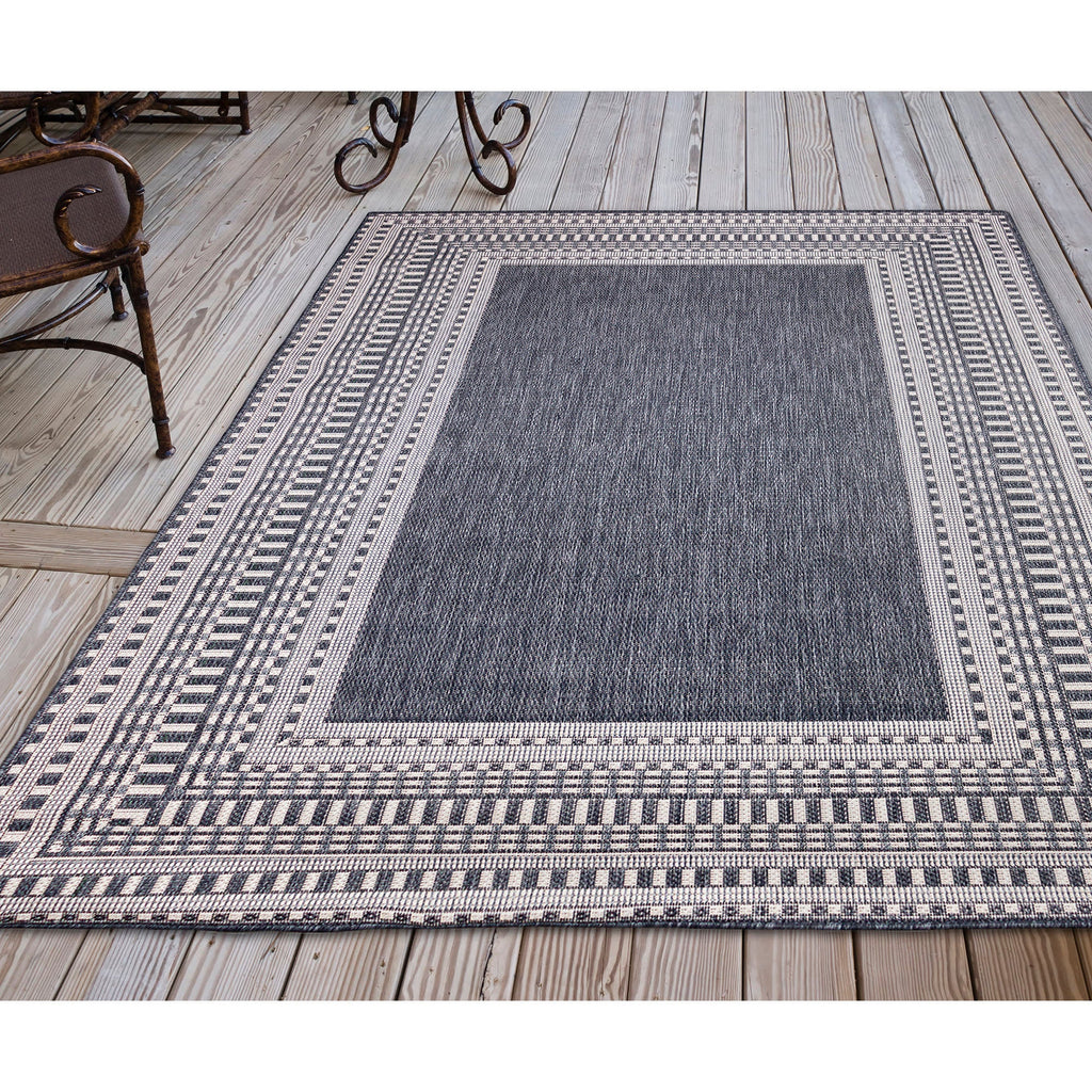 Malibu Etched Border Indoor Outdoor Area Rug