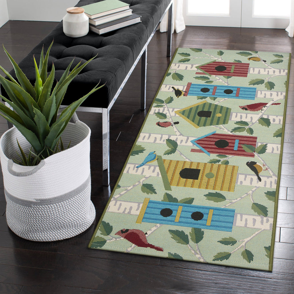 Esencia Bird Condos Indoor Outdoor Mat with Non-Skid Backing