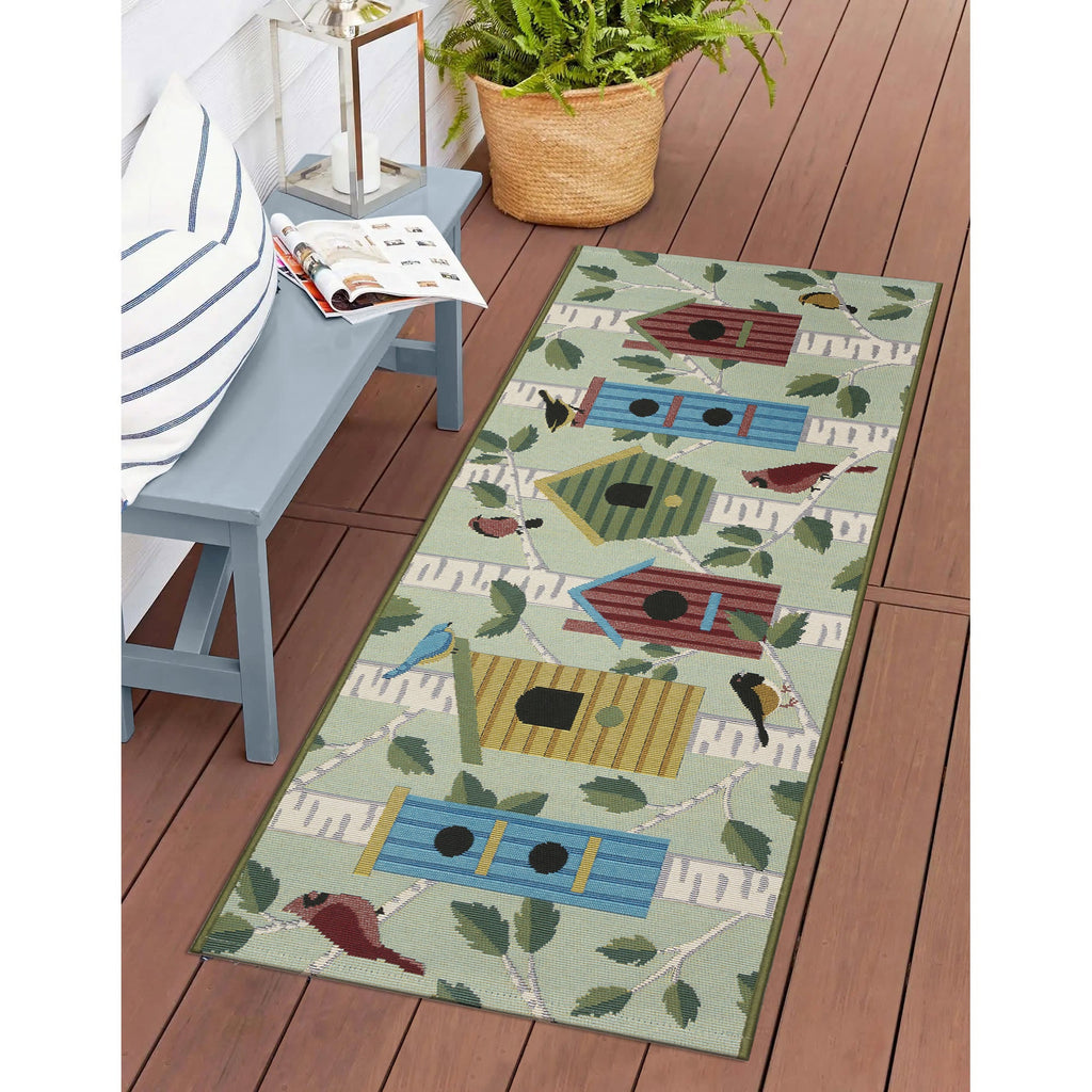 Esencia Bird Condos Indoor Outdoor Mat with Non-Skid Backing