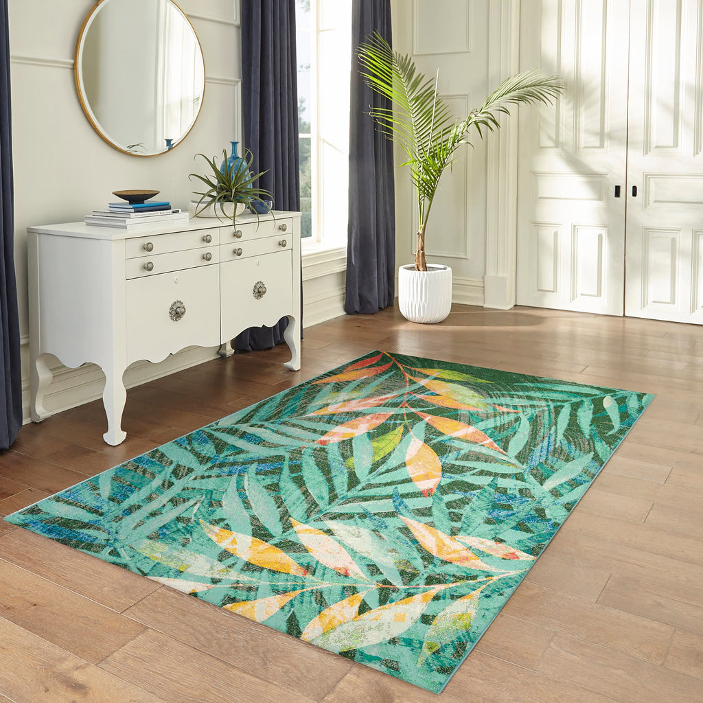 Marina Leaves Indoor Outdoor Area Rug