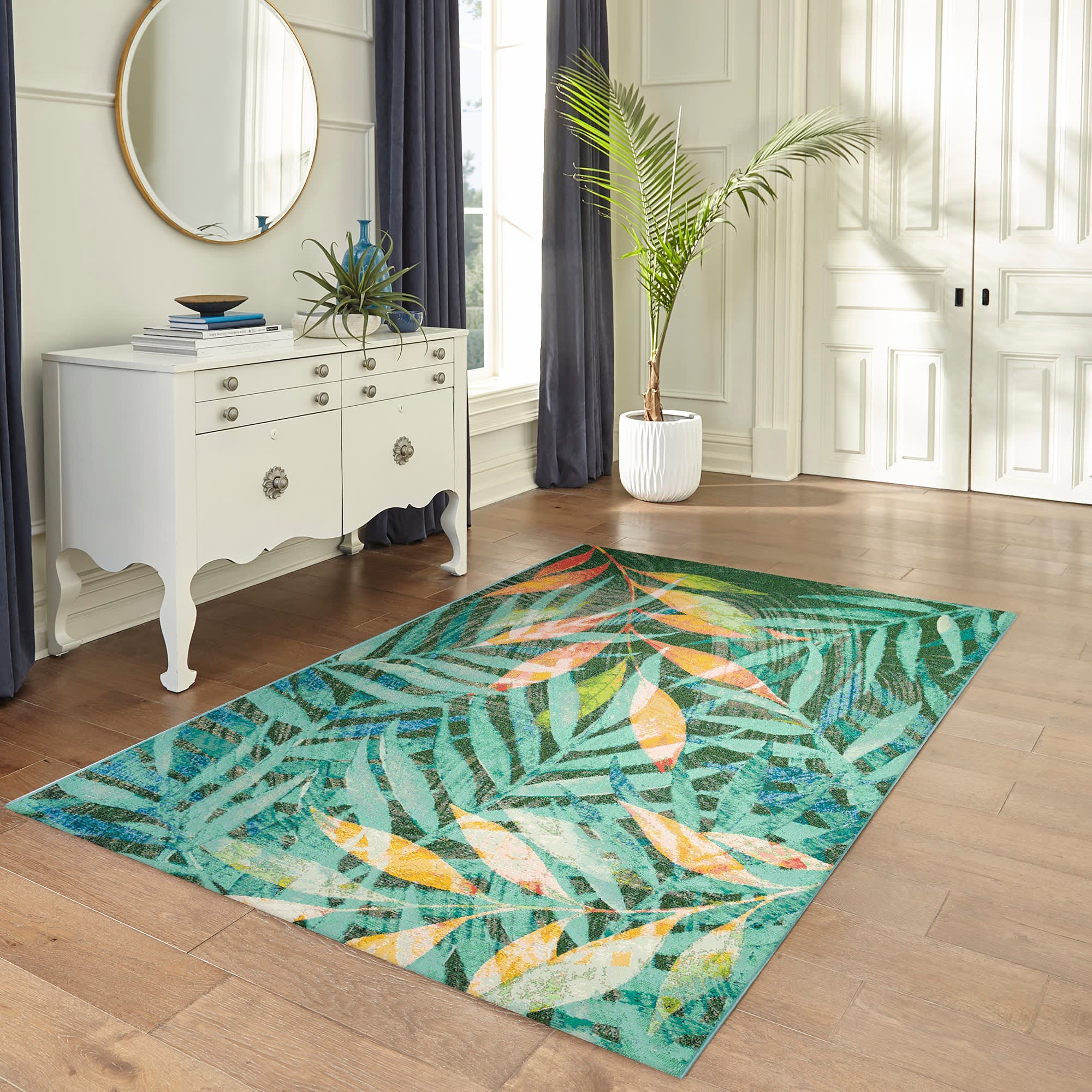 Marina Leaves Indoor Outdoor Area Rug