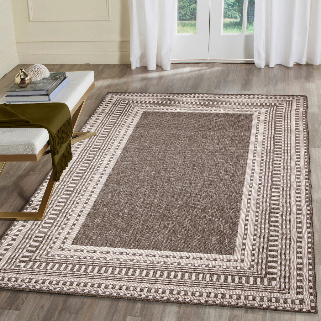 Malibu Etched Border Indoor Outdoor Area Rug