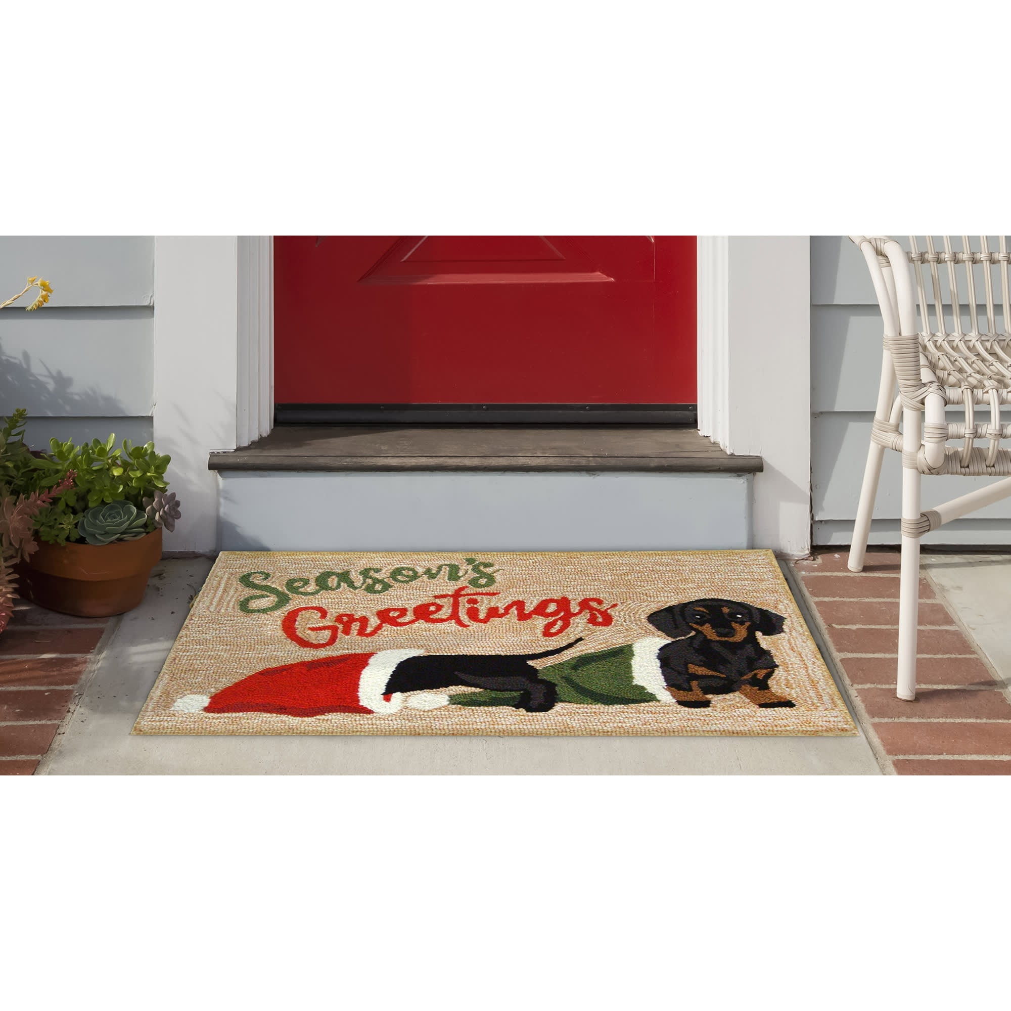Frontporch Dachshund Greetings Indoor Outdoor Mat