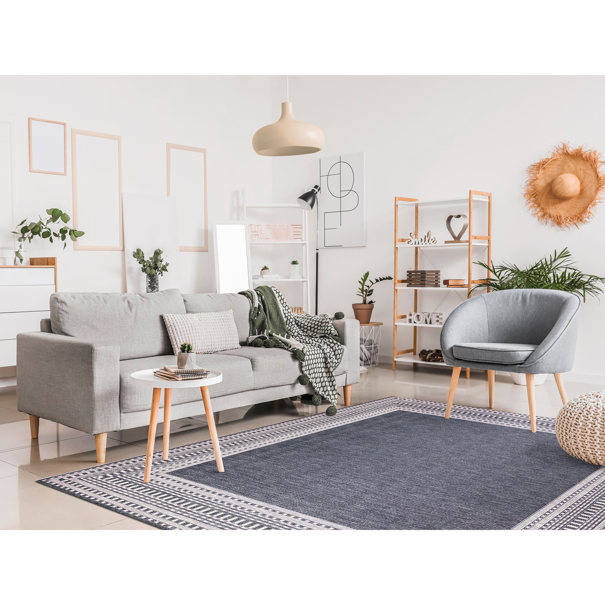 Malibu Etched Border Indoor Outdoor Area Rug